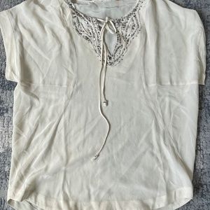 Rebecca Taylor Shortsleeve silk blouse with sequin embellishments